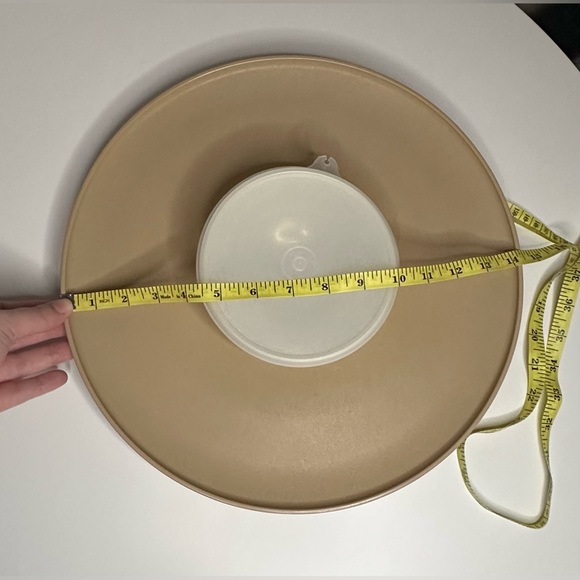 Vintage 3 Piece 14" Tupperware Chip Dip-N-Serve Appetizer Tray 492-2 and 238-1 - Picture 7 of 9